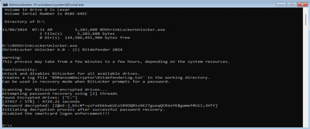 Decryptor successfully recovers ShrinkLocker's BitLocker password
Source: Bitdefender